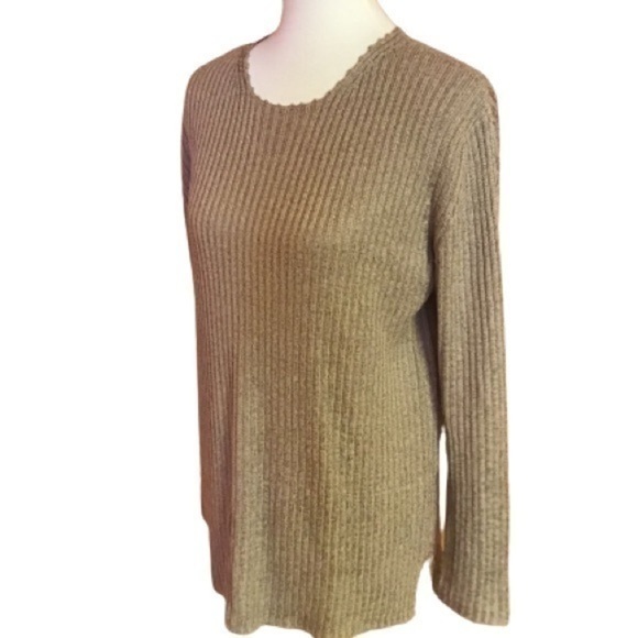 Vintage 90s oversized tan silk sweater - Picture 1 of 8
